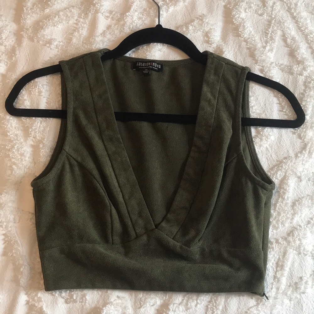 Deep v corduroy crop top